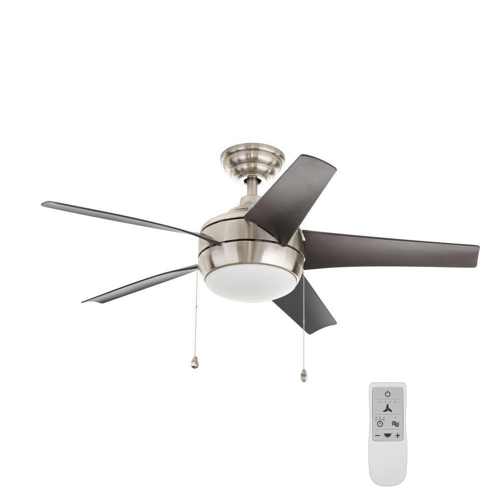LED Brushed Nickel Ceiling Fan with Light Kit by Home Decorators Windward 44 in 